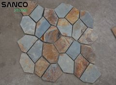 Ice Crack Irregular Meshed Rusty Slate Tiles