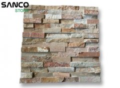 Beige Wood Quartz Cultural stone Wall Cladding