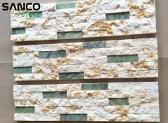 Yellow And Green Marble Mixed Split And Polished Face Wall P