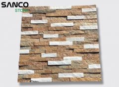 White And Yellow Two Colors Split Face Culture Stone Wall Pa