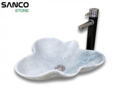 White Marble Art Flower Type High Polished Sink